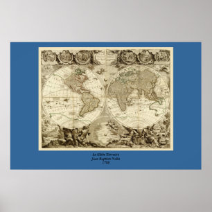 Affiche 1708 World Map by Jean Baptiste Nolin