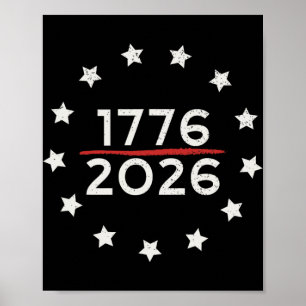 Affiche 1776 2026 250e anniversaire États-Unis drapeau Bet