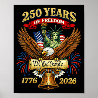 Affiche 1776 2026 250e anniversaire USA aigle patriotique