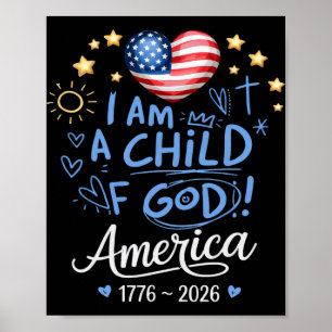 Affiche 1776 2026 Enfant Américain de Dieu 250e Anniversai