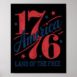 Affiche 1776 Amérique Terre De L'4 juillet Libre Indépenda
