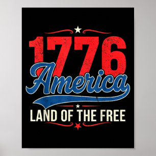 Affiche 1776 Amérique Terre De Libre Vintage Patriotique 