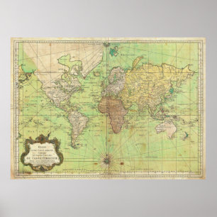 Affiche 1778 Bellin Nautical Chart ou Map of the World