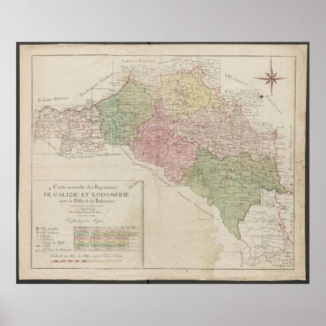 Affiche 1780 Map of the Kingdoms of Galicia and Lodomeria  (Devant)