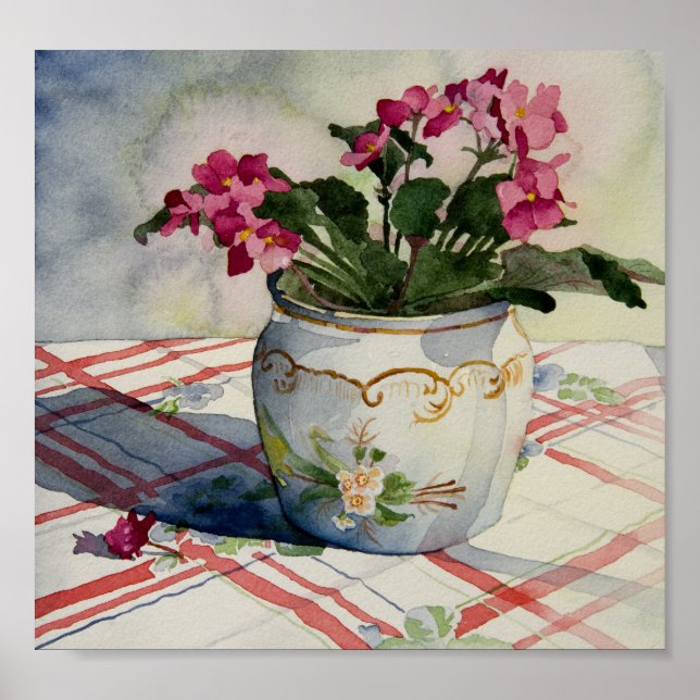 Affiche 1790 Violets africains en Bleu Pot Art Print (Devant)