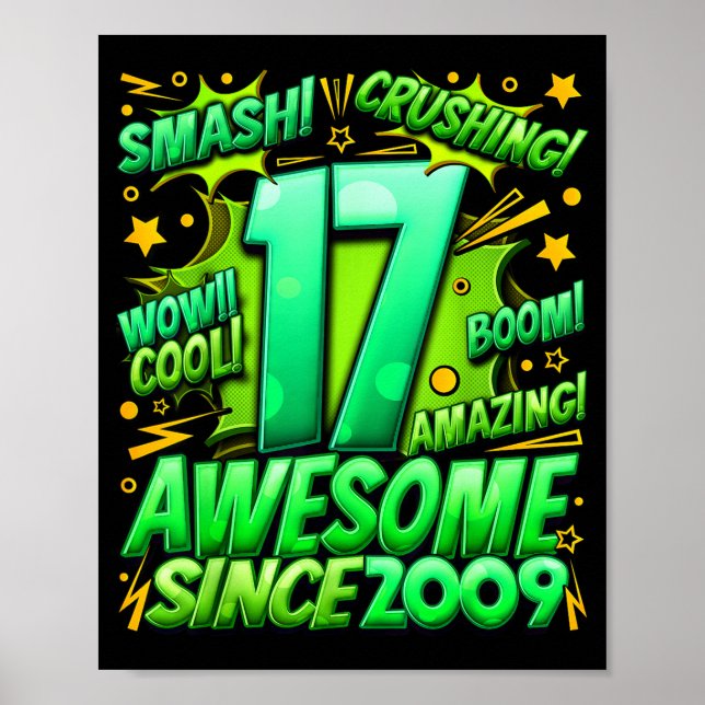 Affiche 17 ans pour garçons 17e anniversaire garçon 17 ans (Devant)