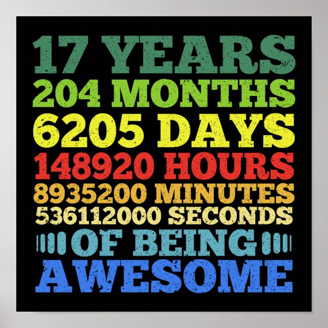 Affiche 17 Ans Vintage 17 Anniversaire 204 Mois (Devant)
