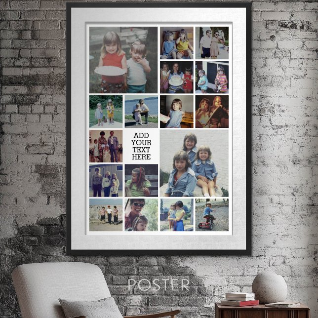 Affiche 17 Collage photo et texte - Peut modifier blanc (Personalized Poster - Add your photos and text)
