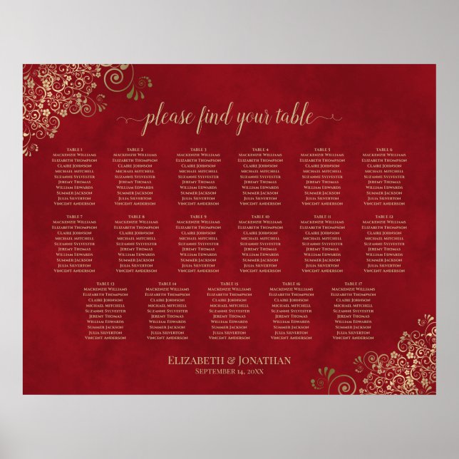 Affiche 17 Frilles d'or de la table sur le Mariage rouge (Devant)
