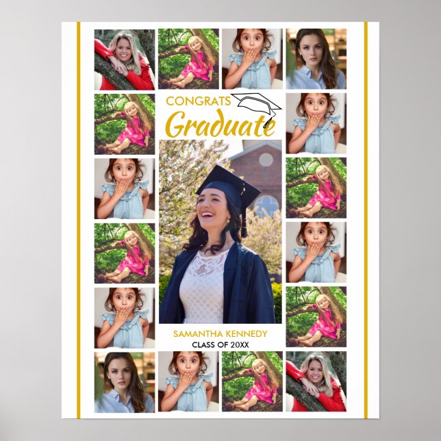 Affiche 17 modèle de collage photo Félicitations diplômé N (Devant)