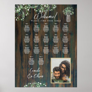 Affiche 17 Table Bois rustique Siège photo Gypsophila