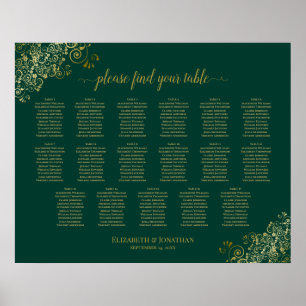 Affiche 17 Table Emerald Green Gold Wedding Seating Chart