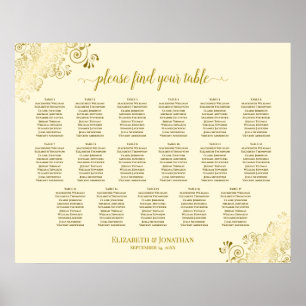 Affiche 17 Table Gold Frills Cream Wedding Seating Chart