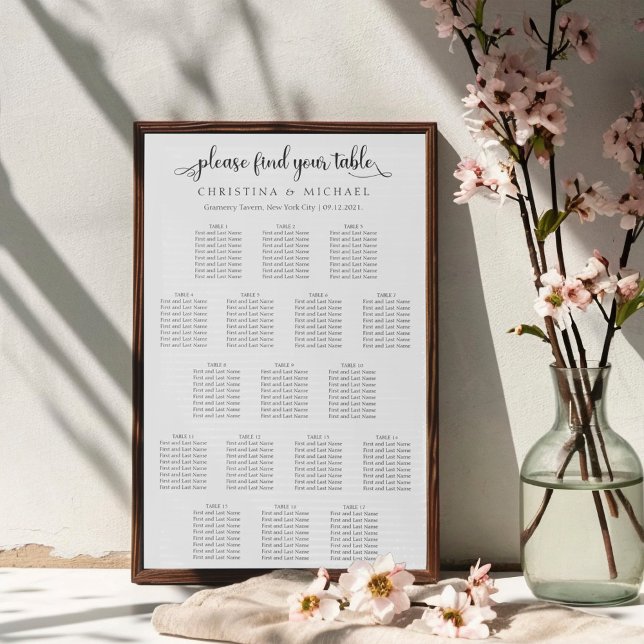 Affiche 17 Tableaux 130-150 Places Verticales des invités (Créateur téléchargé)