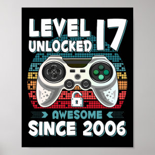 Affiche 17ans Anniversaire Fils Garçon Amusant Joueur 17èm