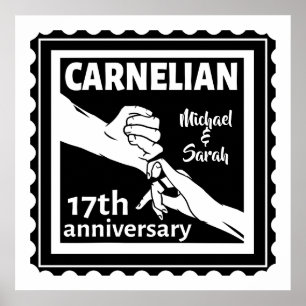 Affiche 17e anniversaire du mariage noir et blanc