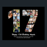 Affiche 17e Anniversaire Numéro 17 Collage de photos perso<br><div class="desc">Célébrez des années de merveilleux souvenirs et d'aventures avec ce captivant Collage Photo Numéro pour 17e Anniversaire. Ce modèle personnalisable est le mélange parfait de créativité et de sentiment, vous permettant de créer un cadeau vraiment mémorable et personnalisé pour le jour spécial de votre proche. Capturez l'essence d'années incroyables dans...</div>