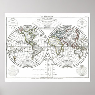Affiche 1806 Atlas Carte : La Mappemonde par Eustache Héri