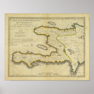 Affiche 1814 Haiti Map by Mathew Carey