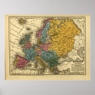 Affiche 1839 Map of Europe