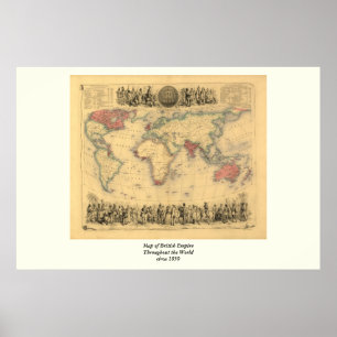Affiche 1850's Map of British Empire Throughout the World