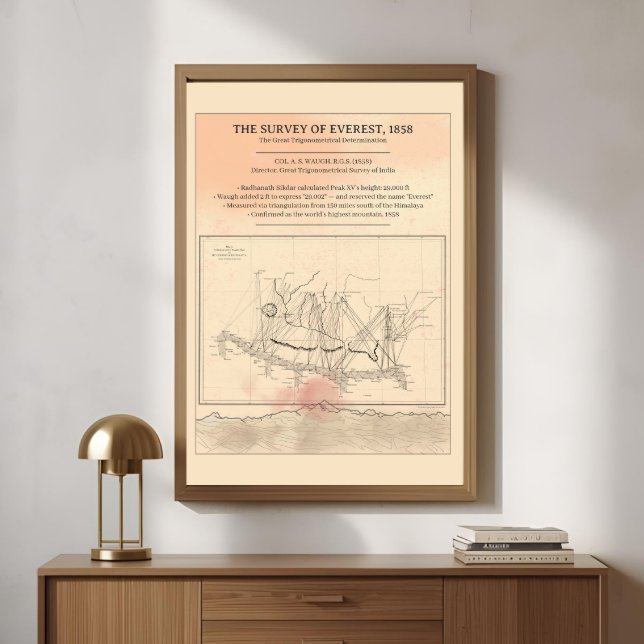 Affiche 1858 Everest Survey Map — Modern Fine Art (Créateur téléchargé)