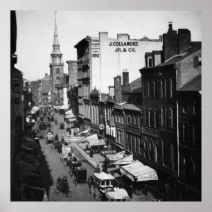 Affiche 1859 :  Le trafic et magasins sur la rue de