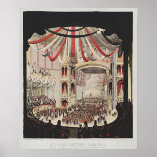 Affiche 1864 Foire de Brooklyn Académie de Musique Art