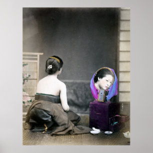 Affiche 1870 Femme japonaise dans la salle à manger