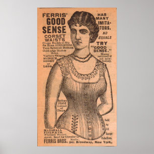 Affiche 1880s Ferris Common Sense Corsets et