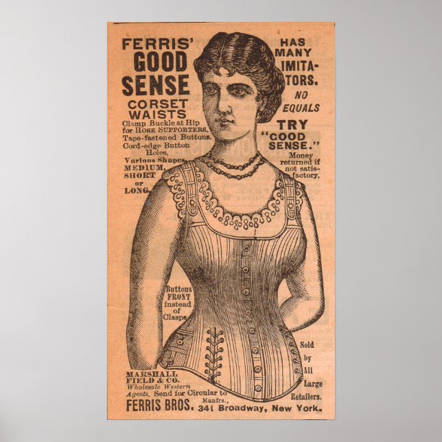 Affiche 1880s Ferris Common Sense Corsets et (Devant)