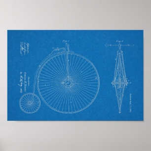 Affiche 1881 Conception de vélos à grande roue Brevet d'ar