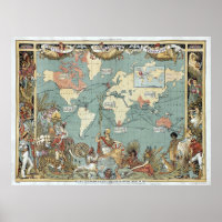 1886 Carte du monde - Empire britannique