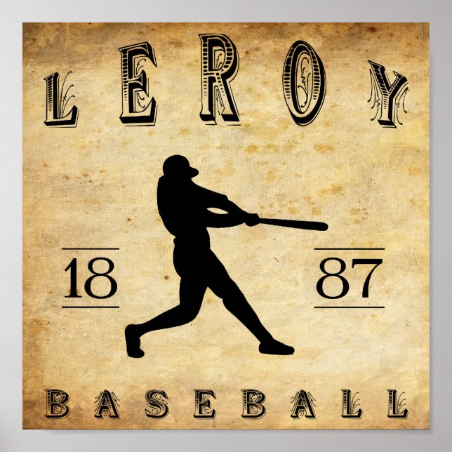 Affiche 1887 Leroy New York Baseball (Devant)