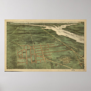 Affiche 1890 Alexandria VA Oiseau Vue panoramique