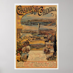 Affiche 1890 Chemins de fer orientaux vers Constantinople