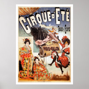 Affiche 1890 Paris Hot Air Balloon Print