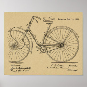 Affiche 1891 Conception de bicyclettes Vintages Art.