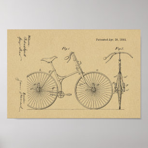 Affiche 1892 Bicycle Suspension Design Brevet Art Imprimer