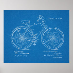 Affiche 1892 Brevet de bicyclette Vintage Plan directeur I