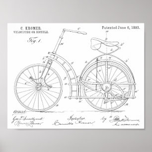 Affiche 1893 Brevet de vélo sans chaîne Imprimer