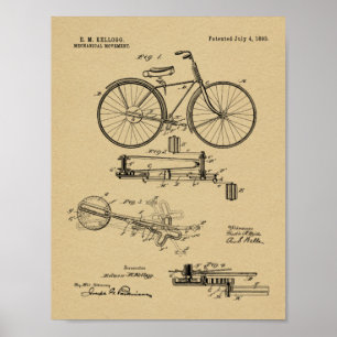 Affiche 1893 Conception de bicyclettes sans chaines Brevet
