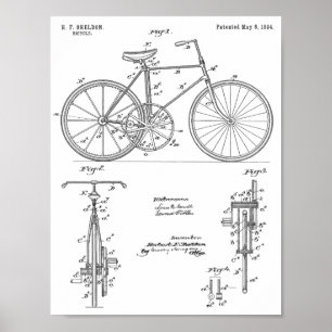 Affiche 1894 Conception de bicyclettes d'engrenages Brevet
