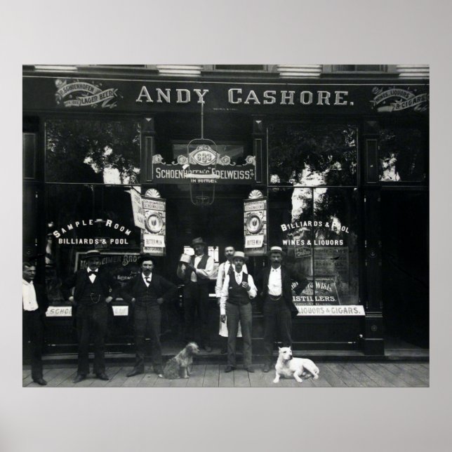 AFFICHE 1895 CHICAGO SALOON & PARLOR BILLIARD (Devant)