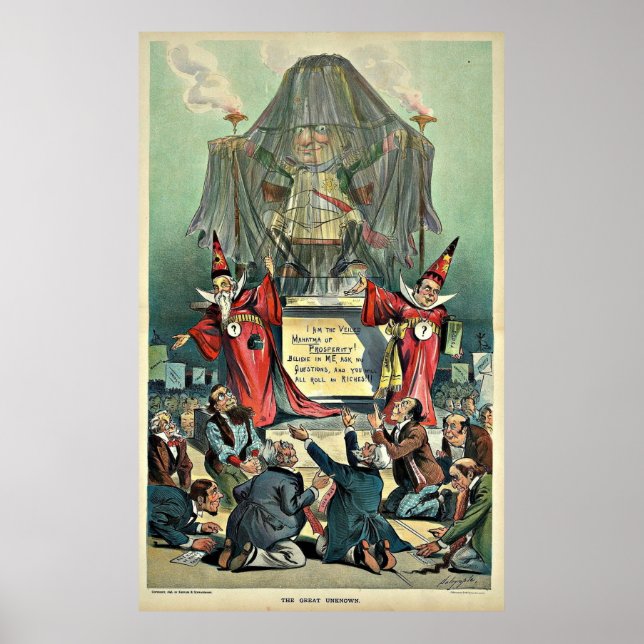 Affiche 1896 Caricature de Punch "The Great Unknown" (Devant)