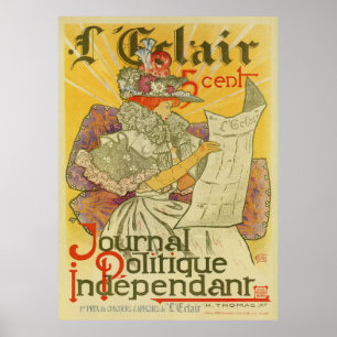 Affiche 1897 Publicité pour journal Art nouveau français