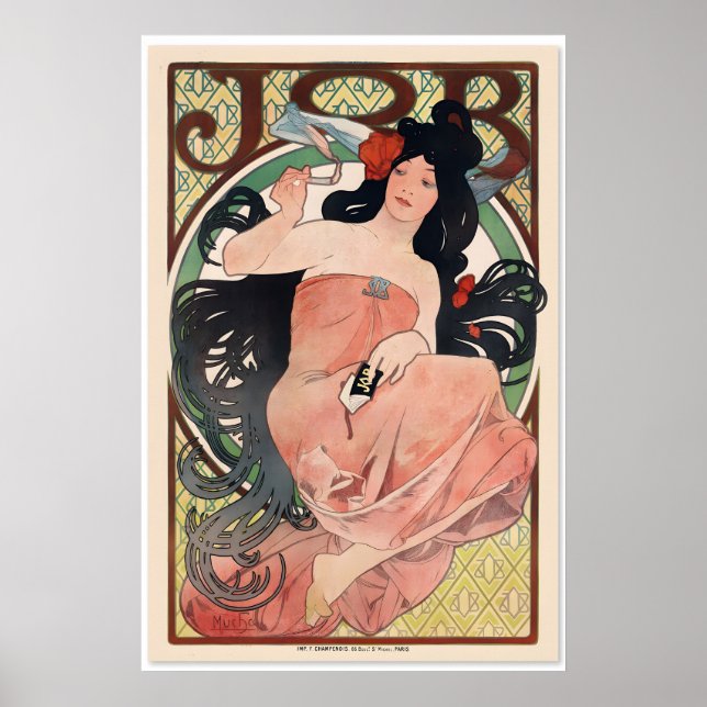 Affiche 1898 Alphonse Mucha Job Rolling Papers Art Classiq (Devant)