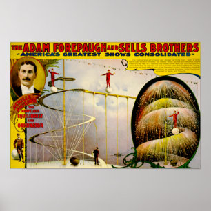 Affiche 1899 de cru de représentation de cirque