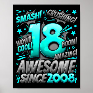 Affiche 18 ans pour garçons 18e anniversaire garçon 18 ans
