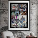 Affiche 18 Collage photo et texte - Peut modifier noir<br><div class="desc">Un design avec un arrière - plan noir basique. Utilisez jusqu'à 18 photos carrés pour créer un cadeau unique et personnel. Si vous avez besoin d'ajuster les images,  cliquez sur l'outil personnaliser pour apporter des modifications.</div>